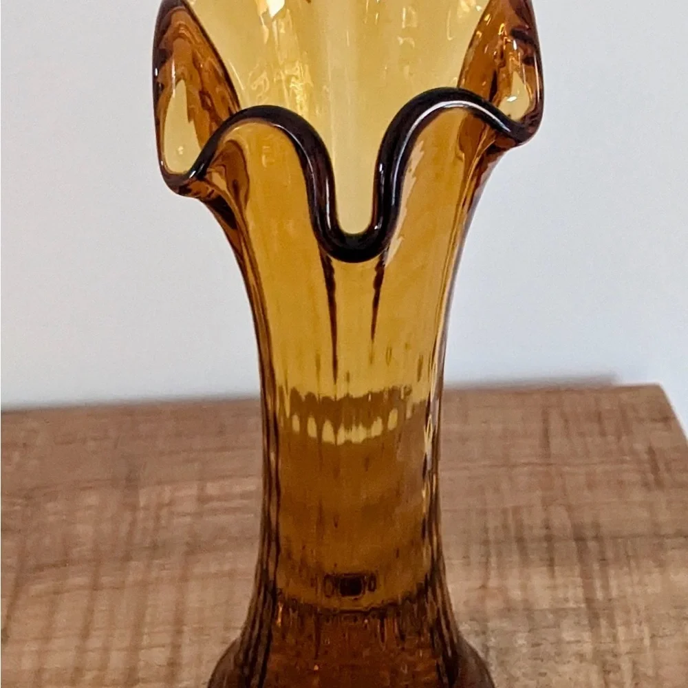 Vintage Amber colored Swung Vase, Marigold Swung Vase by Cozy Cottage Nook